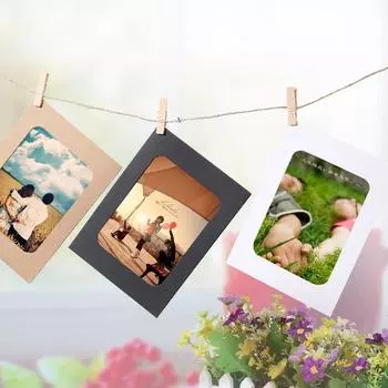 10pcs/set Combination Paper Frame With Clips DIY Kraft Paper Picture Frames Hanging Wall Photos Album Home Decoration Craft хаки