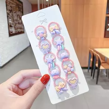 10Pcs/Set Cute Cartoon Animals Hair bands for Girls Elastic Rubber Band Headwear Hair Accessories Kids Headband Ornaments Gift