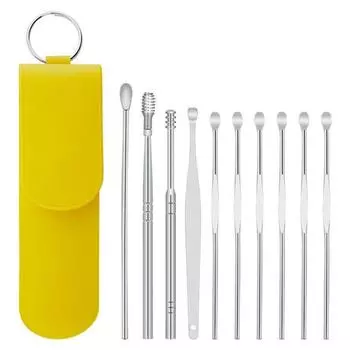 10 шт./набор оборудования для ухода за ушами, инструмент для удаления ушной серы, очиститель для ушей из нержавеющей стали 11.5cm