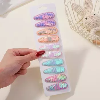 10Pcs/Set Gradient Sequins Metal BB Clips Hair Clips for Kids Handmade Solid Color Hairpins Barrettes Girl Hair Accessories Sets
