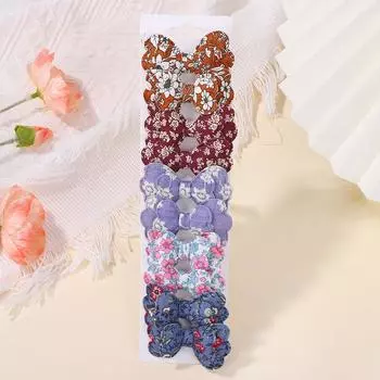 10pcs/set Lovely Fabric Printed Hair Bows Clips for Girls Handmade Boutique Mini Barrette Headwear Kids Hair Accessories