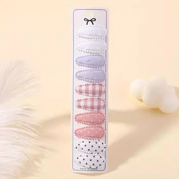 10pcs/set Mini Cotton Print Flower Hair Clips for Baby Girls Lovely Plaid Hairpins Headwear Kids Hair Accessories