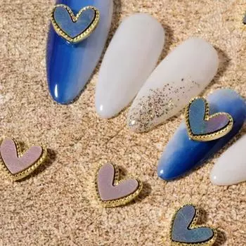 10Pcs/Set Nail Drill Luxury 3D Effect Gloss Peach Love Heart Nail Art Decorations