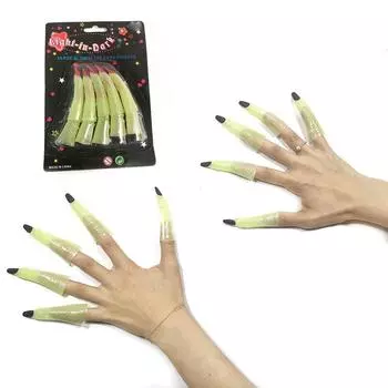 10 шт./компл. светящиеся накладные пальцы для ногтей, реквизит для косплея на Хэллоуин, украшения для вечеринок, игрушки чёрный