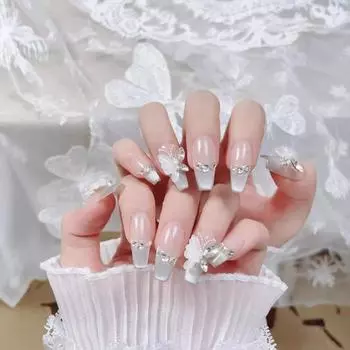 10pcs/set Pure Handmade Light Therapy Wearable Nails Butterfly Elf Cat s Eye Removable Nail Stickers Finished Nail XS