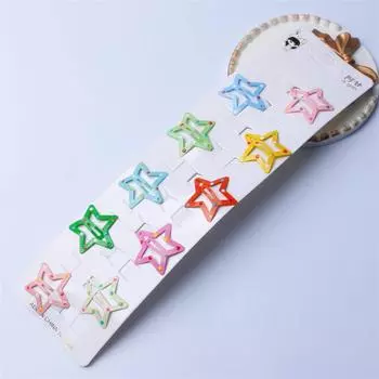 10Pcs/Set Solid Color Star Hair Clips for Kids Girls Headwear Alloy Barrettes Glitter BB Clips Hairpins Cute Hair Accessories
