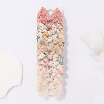 10pcs/set Sweet Flower Print Bowknot Hair Clips for Baby Girls Cute Cotton Bows Hairpins Barrettes Headwear Kid Hair Accessories