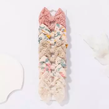 10pcs/set Sweet Flower Print Bowknot Hair Clips for Baby Girls Cute Cotton Bows Hairpins Barrettes Headwear Kid Hair Accessories