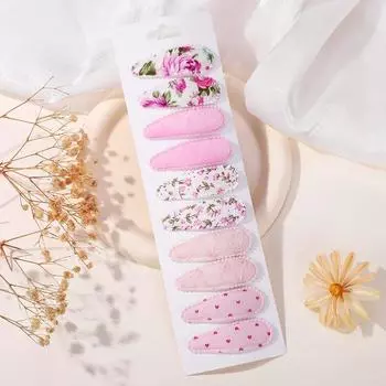 10pcs/set Sweet Flower Print Hair Bow Snap Clips for Baby Girls Fabric Plaid BB Hairpins Headwear Kids Hair Accessories Spring