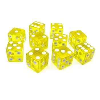 10 шт./компл., прозрачные желтые кости, прямоугольные кости, аксессуары для настольных игр, 19 мм