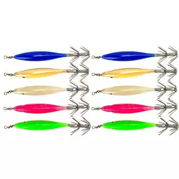 10Pcs Shrimp Lure Bait Squid Jig 3.6g Luminous Squid Jig Octopus Cuttlefish Hook Glow Jig Hooks for Saltwater Fishing 1