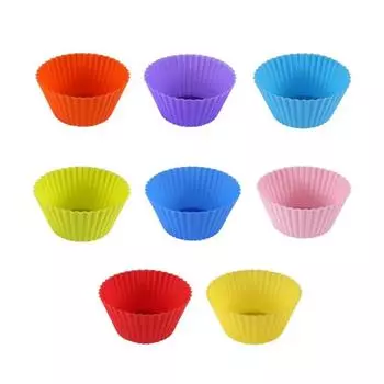 10pcs Silicone Cake Mold, Round Muffin Cupcake Baking Mold, Kitchen Cooking Bakeware Making DIY Cake Decoration Tool красный