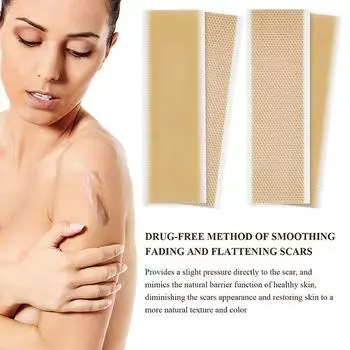 10Pcs Silicone Gel Scar Sheet Patch Treatment Removal Tape Acne Trauma Burn Scar Cover Skin Repair Section Ear Beauty телесный