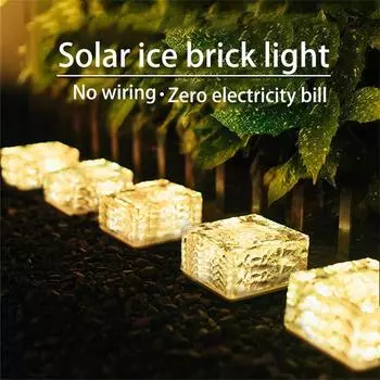 10pcs Solar LED Lights Outdoor Lawn Lamp Solar Brick Light Crystal Sunlight Landscape Pathway Garden Decor Solar Garden Lights 1PC