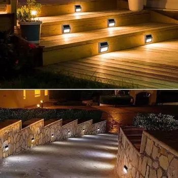 10PCS Solar Step Lights Solar Fence Lights Outdoor 3LED Stainless Steel Wall Lamps Deck Lights For Stair Fence Step Walkway Pati