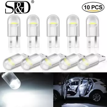 10Pcs T10 LED W5W WY5W COB LED Автомобиль Клин Стояночный Фонарь Поверните Боковые Лампы Инструмент Лампа Авто Номерной Знак Белый Красный Желтый Синий белый