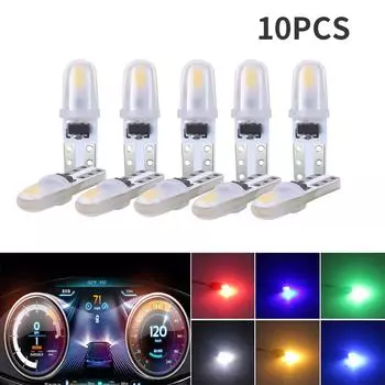 10PCS T5 Led Bulb W3W W1.2W Car Interior Light Read Light Indicator Dashboard Gauge Instrument Wedge Lamp Auto Signal Light 12V