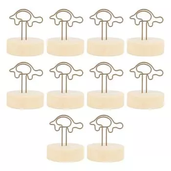 10PCS Table Number Holder Turtle Shape Vertical Type Place Card Holder Simple Cute with Log Base Nam
