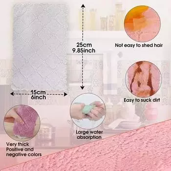 10pcs Thickened Cationic Rag, Coral Fleece Household Absorbent Non-shedding Dishwashing Cloth, Double 10pcs разноцветный