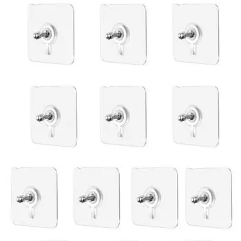 10pcs Traceless Wall Hooks Self Adhesive Picture Frame Hangers Self Adhesive Hooks set for Home & Office Decor Silver A