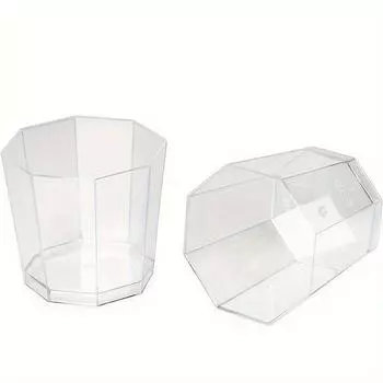 10pcs Transparent Disposable Plastic Dessert Cups with Spoon Set Trapezoidal Mousse Cups for Jelly Pudding Ice Cream Pack of 10