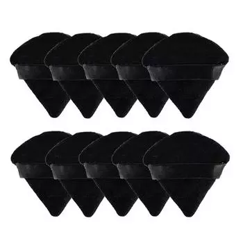 10 шт. треугольная бархатная пудра для лица, мини-спонж для макияжа, косметика, мягкий хлопок, пудра для лица, моющаяся, легкая