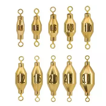 10pcs Two Swivels Fishing Brass Sinker 360 Degree Rotation Fishing Shot Weight Fishing Accessories 10pcs