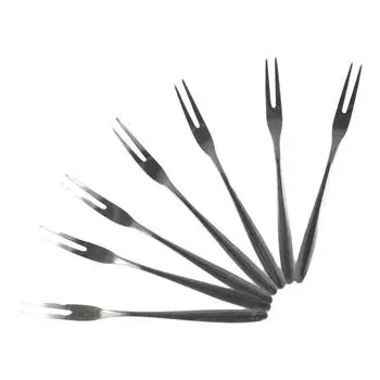 10pcs Two-tine Stainless Steel Fruit Fork Silver Mini Fork Multifunctional Dessert Fork Cake 10pcs