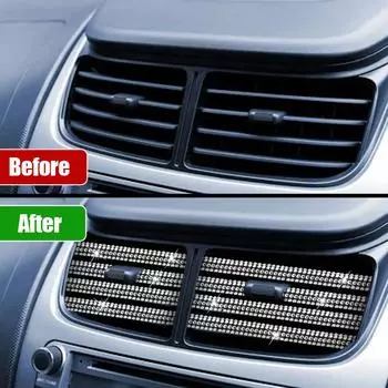 10Pcs Universal Car Air Conditioner Outlet Trim Decorative Car Bling Kit U Shape Moulding Trim Cover Air Vent Strip Accessories чёрный