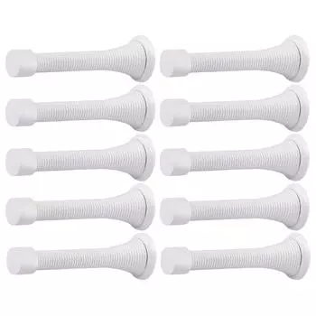 10Pcs Wall Mounted Spring Door Stops with Rubber Bumper Tips Flexible Heavy Duty Spring Door Stopper Door Bumper белый