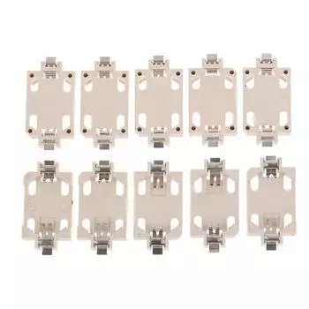10Pcs White Housing Gold-Plated Tin-Plated Button Battery Holder For Cr2032 Cr2025 Bs-6 Smd Button Battery Holder Socket Cases серебряный