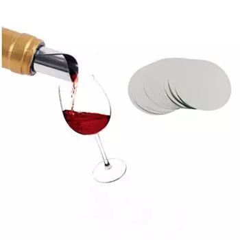 10PCS Wine Pourer Round Piece of Aluminum Foil PET Pouring Leak Proof Sheet One size серебряный