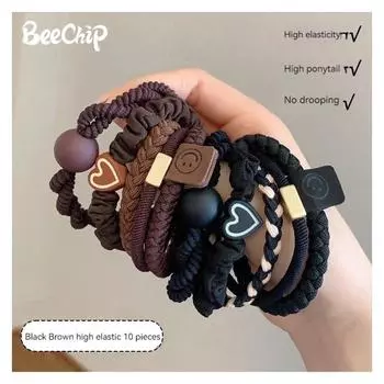 10PCS Women s Hair Ring Set Hair Accessories High Elasticity Leather Band Simple Temperament High Ponytail Durability New Style