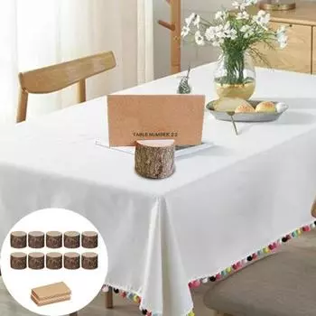 10Pcs Wooden Place Card Holder with 10Pcs Kraft Cards Rustic Table Number Stand Ornament Name Card Holders for Adult Sex Wear