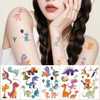 10sheets Cartoon Cute Dinosaur Pattern Tattoo Stickers For Hand Face Body Temporary Fake Tattoo Stickers Kids Toys Gifts