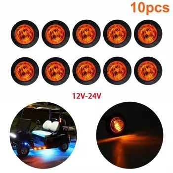 10шт 12В автомобиль грузовик грузовик круглые светодиодные кнопки формы боковые мини-габаритные огни лампы чёрный