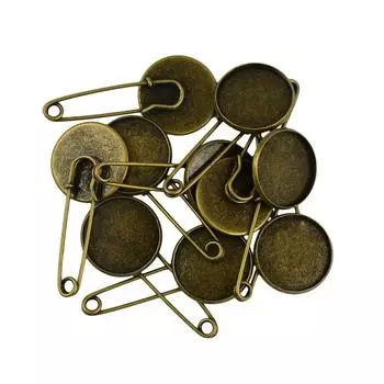 10шт 20мм пустая круглая рамка кабошон основа DIY хиджаб брошь безопасные булавки