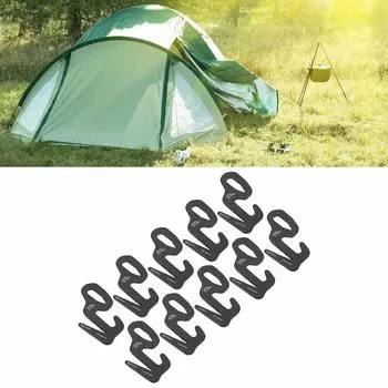 10шт 9-образный натяжитель каната из алюминиевого сплава гибкий механизм натяжения каната для наружной палатки-навеса чёрный