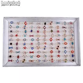 10шт бант в форме цветка ювелирные изделиякрасочные кристаллы со стразами детские детские кольца