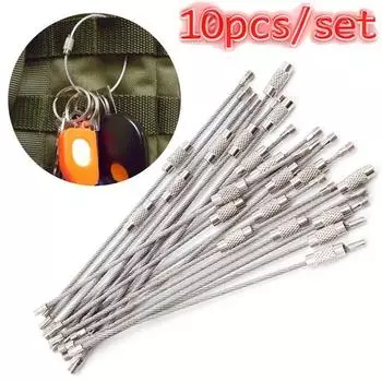 10шт брелок из нержавеющей стали проволочный трос петля проволочный трос винтовой замок пряжка One Size