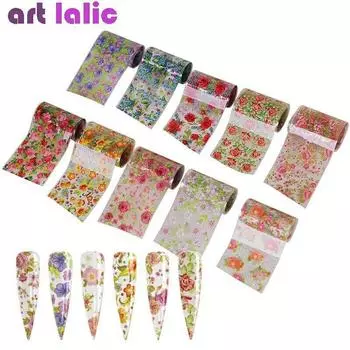 10шт цветочный цветок ногтей наклейка из фольги полная обертка маникюр DIY советы
