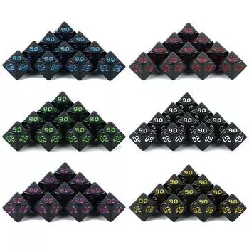 10шт Д10(00-90) Многогранные игральные кости для DNDGame 10-гранные игральные кости настольный набор многогранных игральных костей, как игрушечный комплект белый