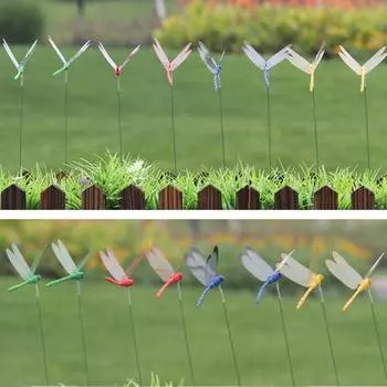 10шт искусственная имитация стрекозы колья открытый сад двор газон украшения жёлтый