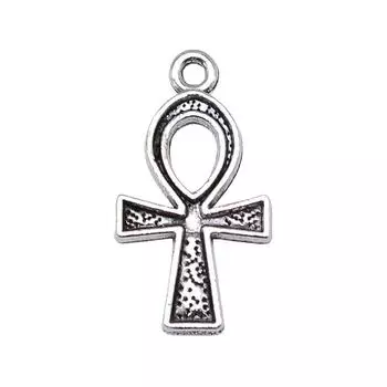 10шт ключ жизни Анк крест подвески античное серебро цвет цинковый сплав 25х14мм