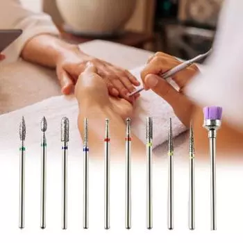 10шт / комплект универсальная головка для шлифовки ногтей высокое качество острый легкий вольфрамовый маникюр шлифовальные головки комплект для салона 2