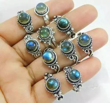 10шт ларимар драгоценный камень 925 стерлингового серебра с покрытием оптовая партия кольца JOR-R102