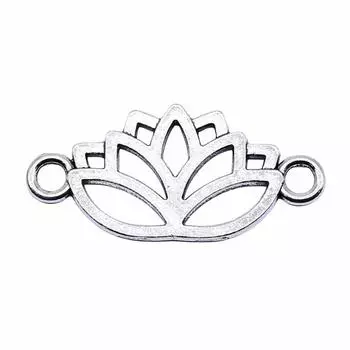 10шт Лотос-Соединитель Подвески Античное Серебро Цвет Цинковый Сплав 27X13мм
