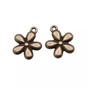 10шт маленькие цветы подвески ожерелье кулон античная бронза цвет 13х11мм