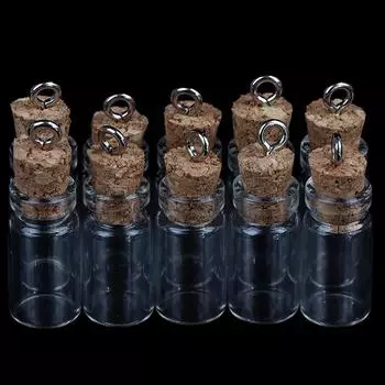 10шт мини-стеклянные бутылки, маленькие флаконы, пробковые стеклянные банки, многоразовые пробковые стеклянные бутылки Onesize
