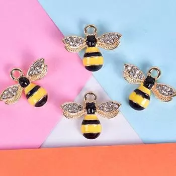 10шт/набор эмалированного хрустального кулона в виде пчелы, производственный процесс своими руками жёлтый